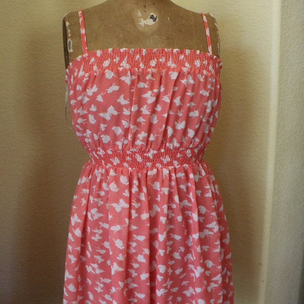 Peach Butterfly Chiffon Dress